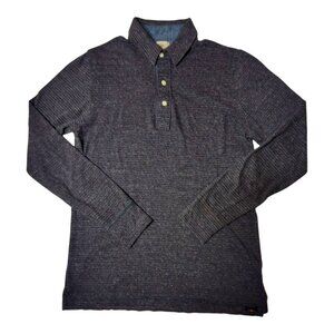Faherty Polo Luxe Heather Long Sleeve Striped Cotton Blend Medium